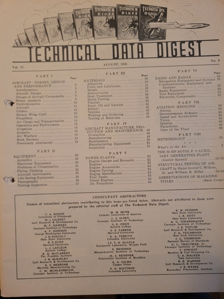 Rare Army Air Forces technical data Digest August 1945.