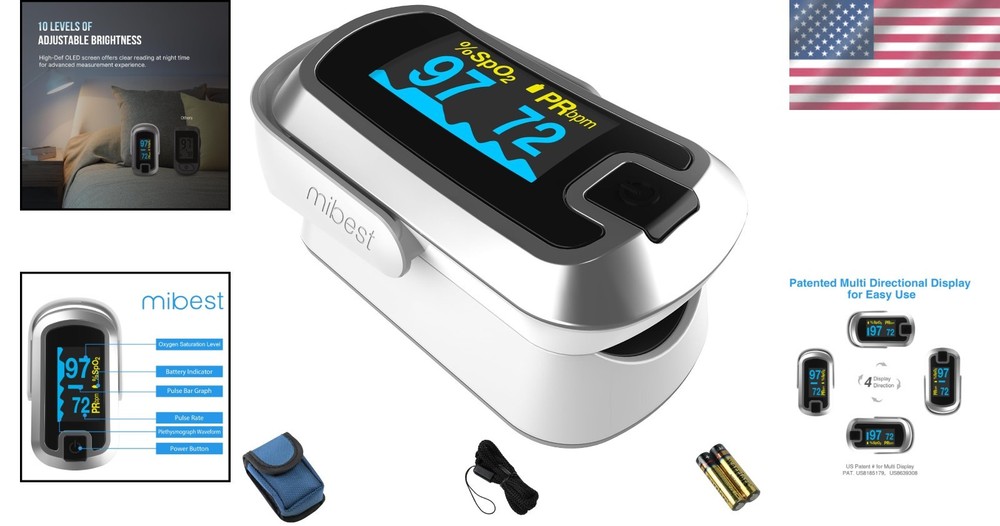 Portable Finger Pulse Oximeter - Easy One Button Operation