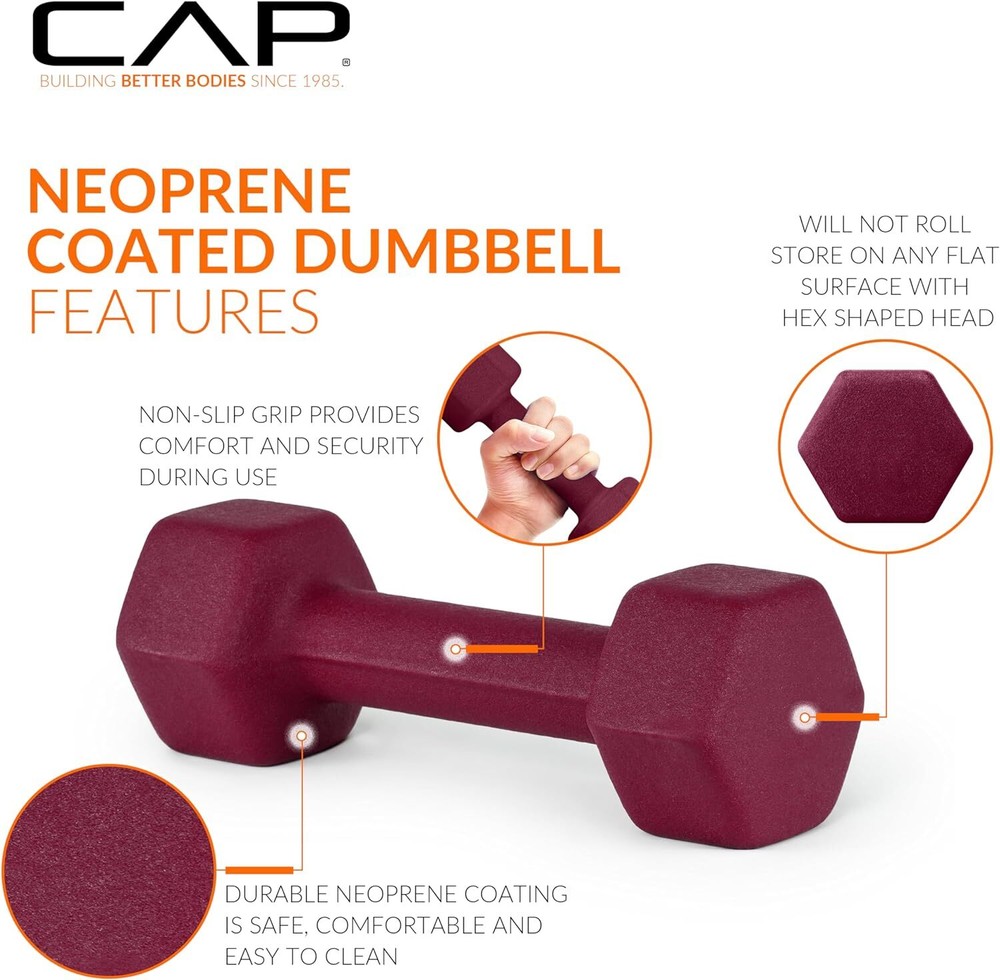 CAP Neoprene Dumbbell Weights, 2 lb Pair, Chartreuse