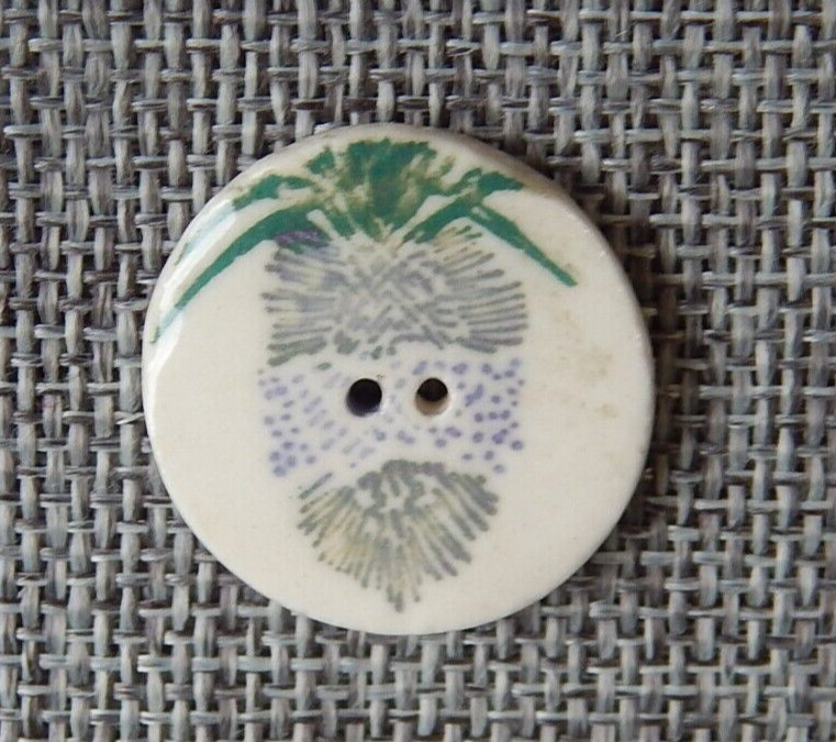 Antique Vtg  Ceramic Button Back Marked DianeAprx: 1" #1500-E