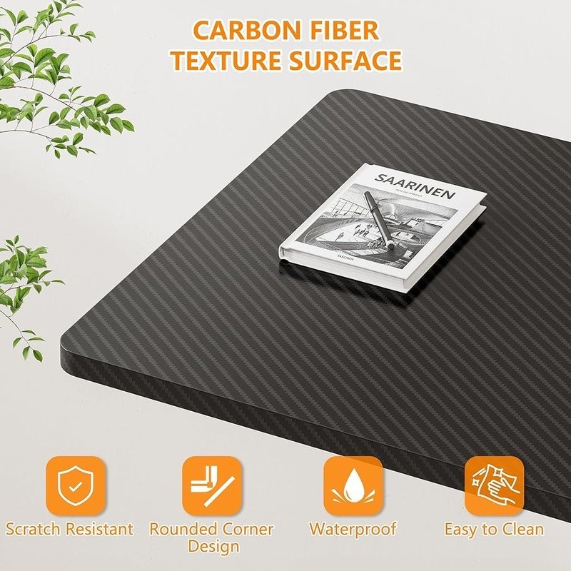 Adjustable Standing Desk Lockable Rolling Compact Desk W/ Carbon Fiber Surface