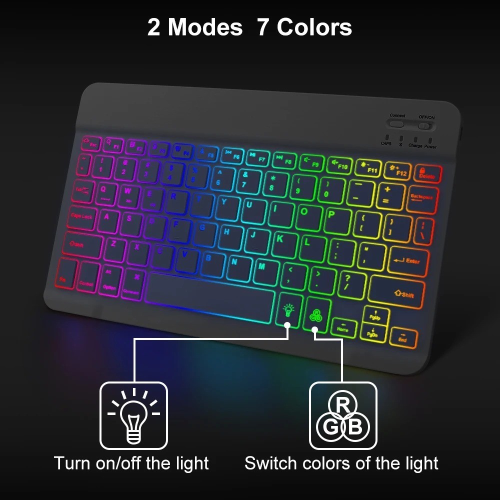 10inch RGB Backlit Rechargeable Bluetooth Keyboard Wireless Keyboard Bluetooth