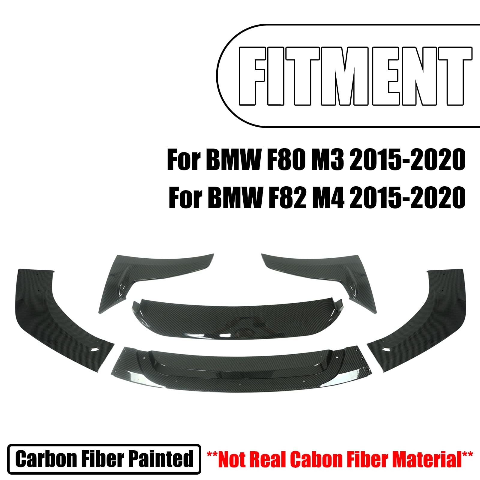 5PCS LPT Style Front Bumper Lip for BMW F80 M3 F82 Front Bumper Spoiler Splitter