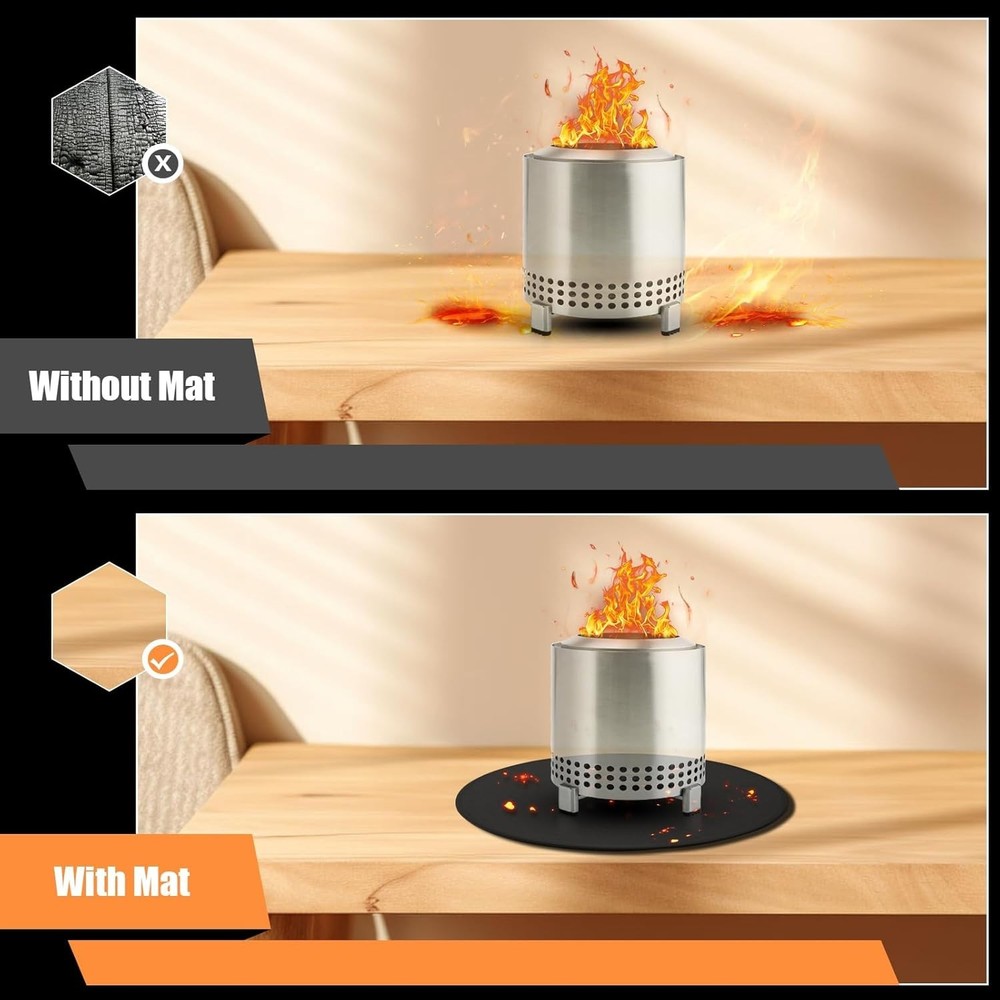20'' Fire Pit Mat for Solo Stove Mesa/XL Tabletop Fire Pit,4-Layer Fireproof ...