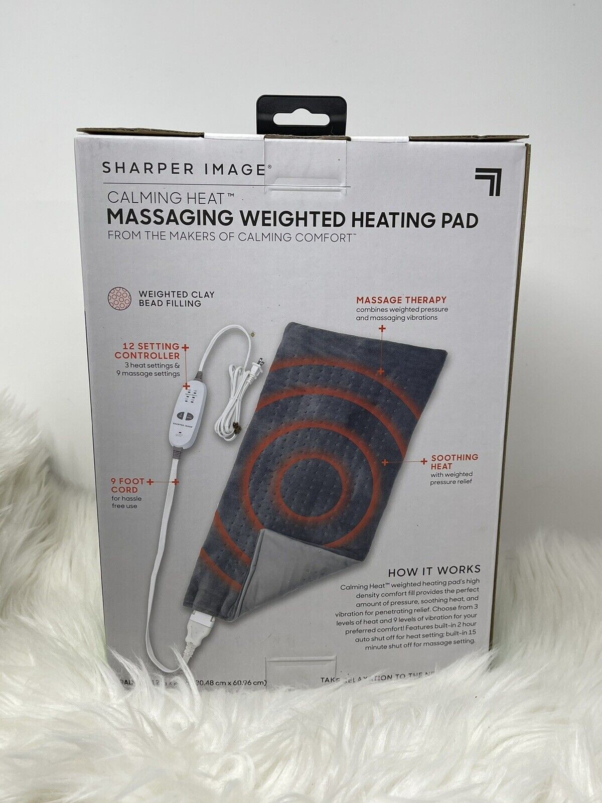 Sharper Image CWT02106 Electric Heating Pad w/ Massaging Vibrations (Gray)