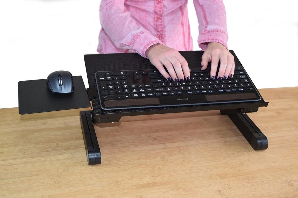 Adjustable Ergonomic Keyboard Stand for Desk with Mouse Riser and Tilt Feature