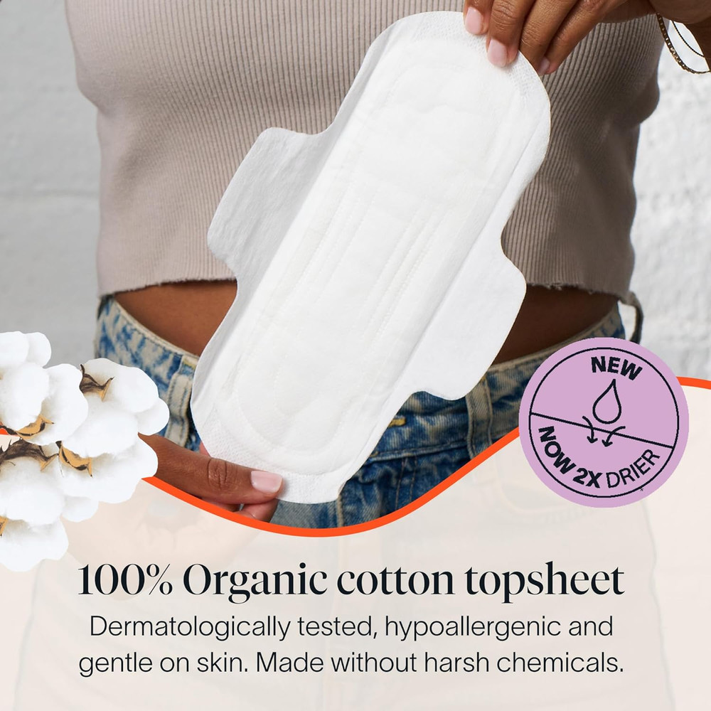 100% Organic Cotton Topsheet Pads (72 Regular Pads)