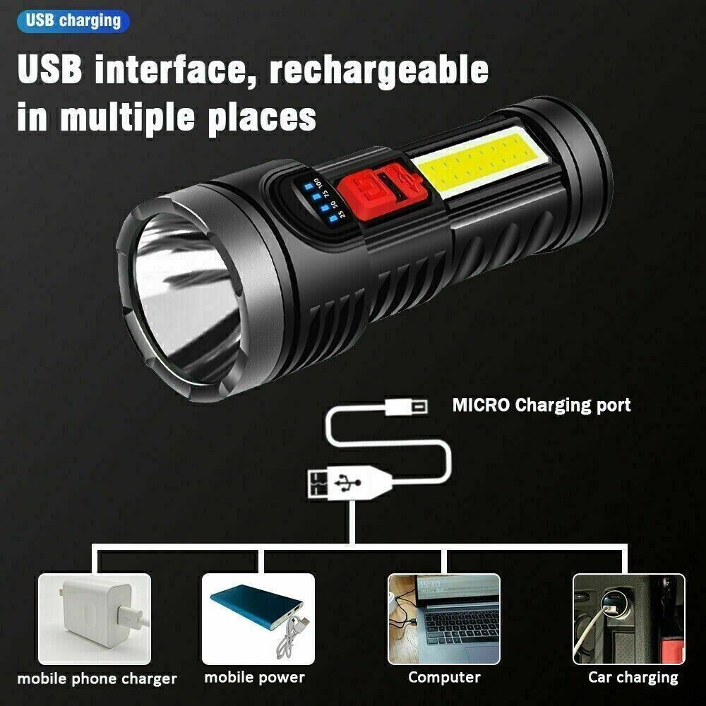 High Powered Super Bright Flashlight LED Rechargeable Police Security Torch Lamp