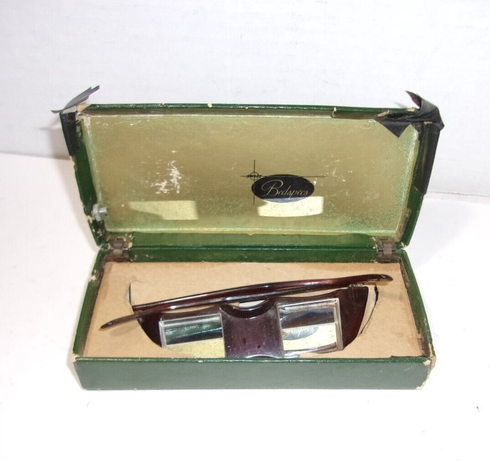 Vintage Rare Bedspecs Bed Reading Glasses Orange Bakelite w/ box