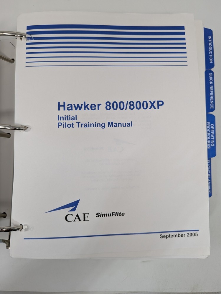 Hawker 800/800XP Initial Pilot Training Manual: reference handbook