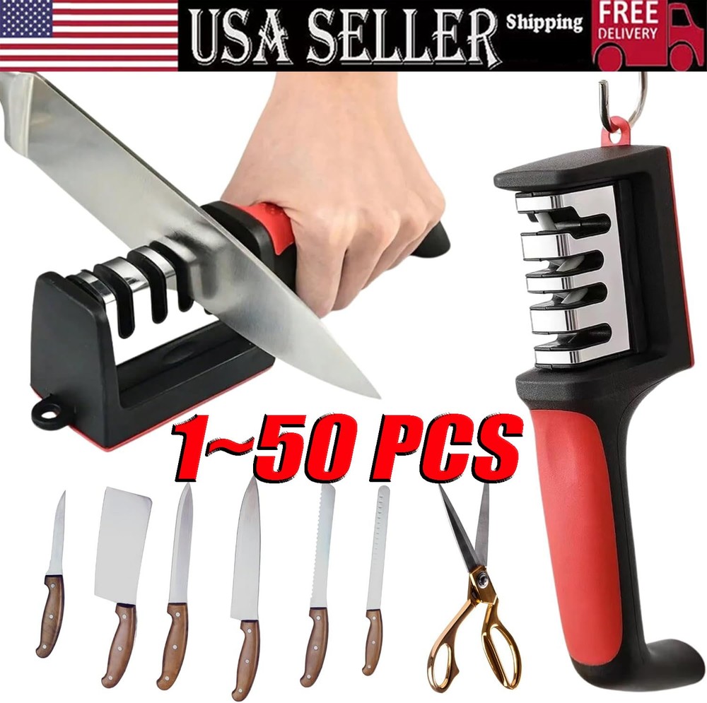 4 Stage Kitchen Knife Sharpener Professional Ceramic Diamond Steel Sharpening