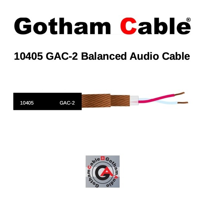 Gotham Audio 10405 GAC-2 Balanced Audio Cable, Black - Bulk Cable, per 10 ft