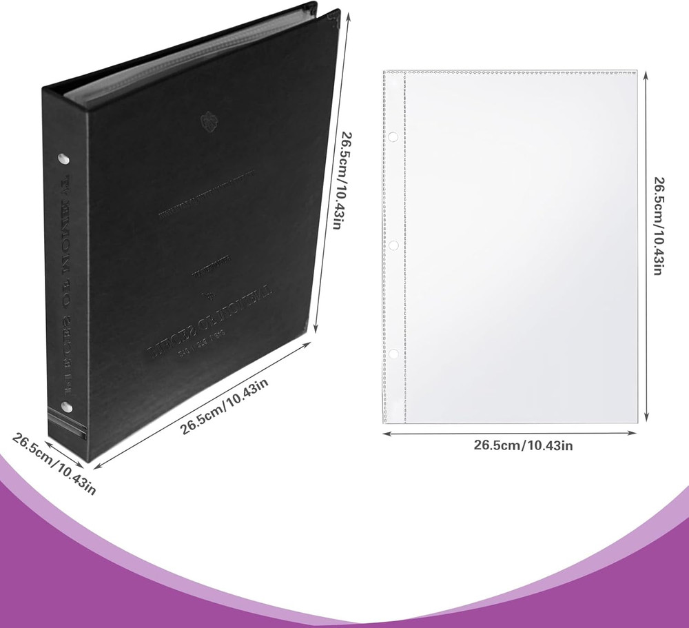 Binder with 25 Sleeves, Black Theater Program Holder Hold up to 50 Program Sheet