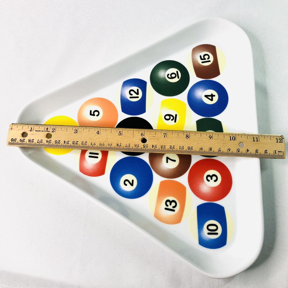 BIA 2003 Billiards Triangular Pool Ball Rack Ceramic Serving Dish 12 x 11in