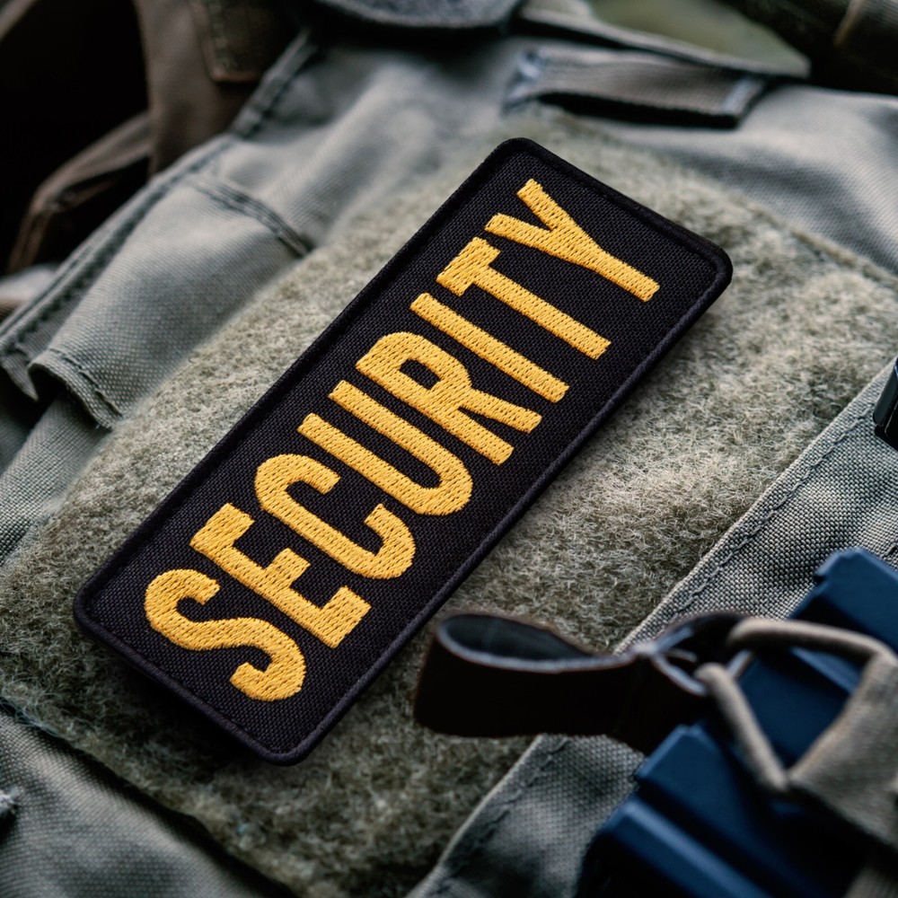 2-Piece Embroidered Security Patch for Vest, Jacket, Hook & Loop, Large & Small