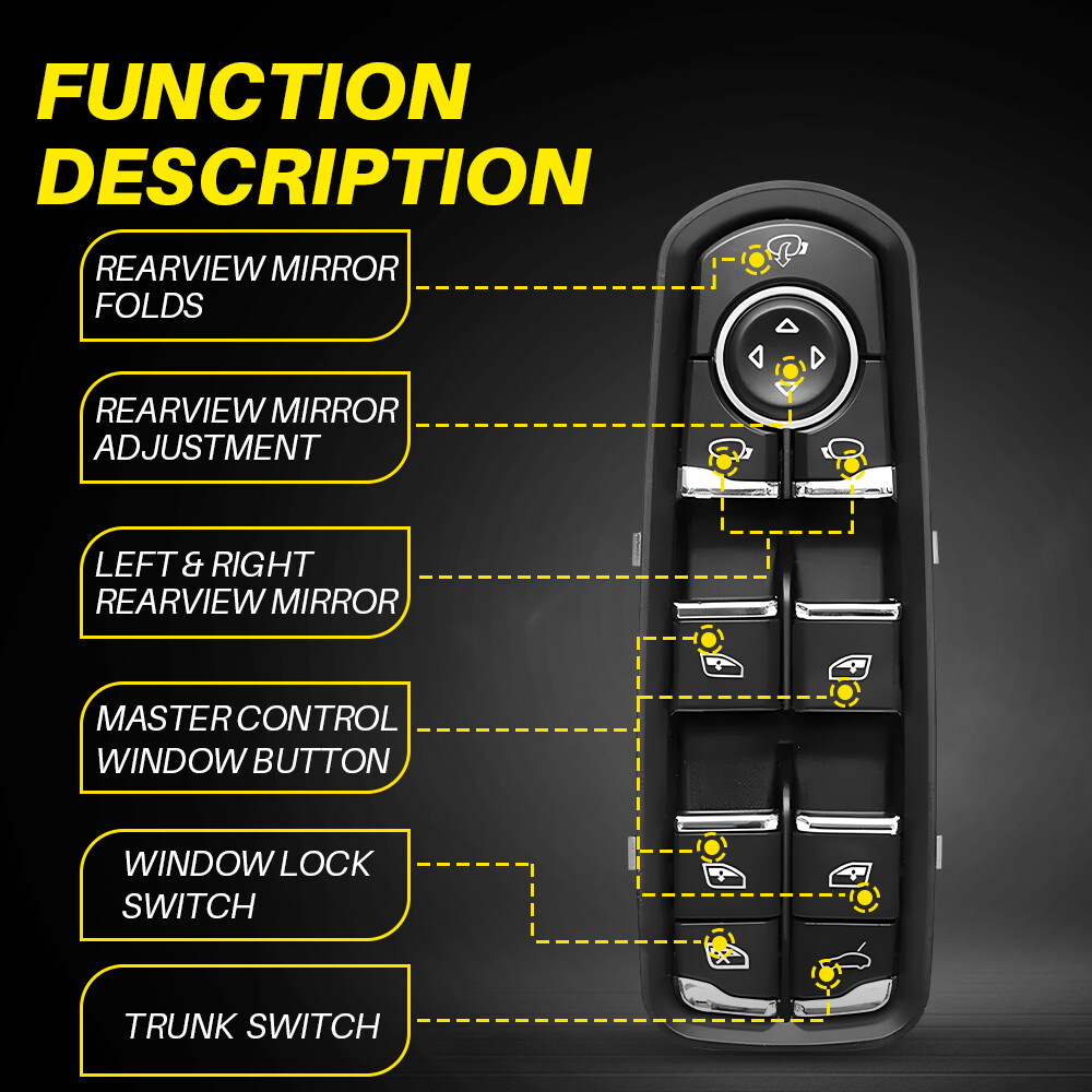 Driver Left Side Window Switch Control 7PP959858 For 2011-2014 Porsche Cayenne