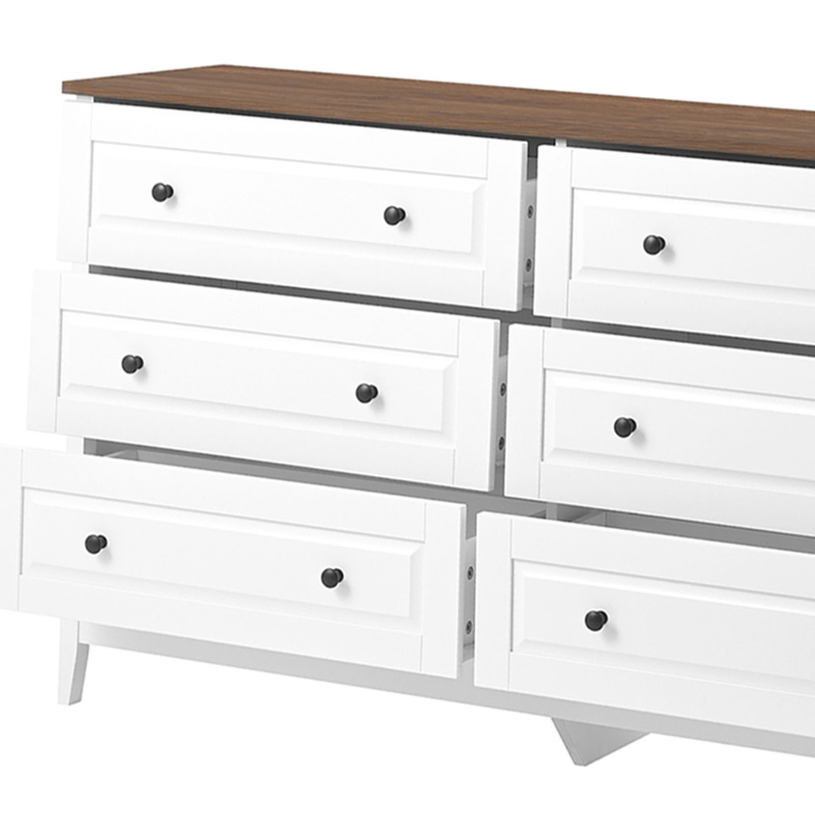 6 Storage Drawer Bedroom Wood Organizer Storage Furniture White