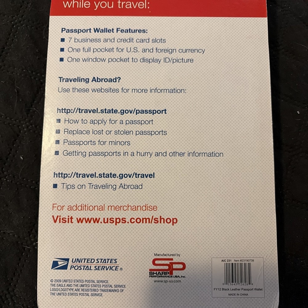 Leather Passport Wallet USPS