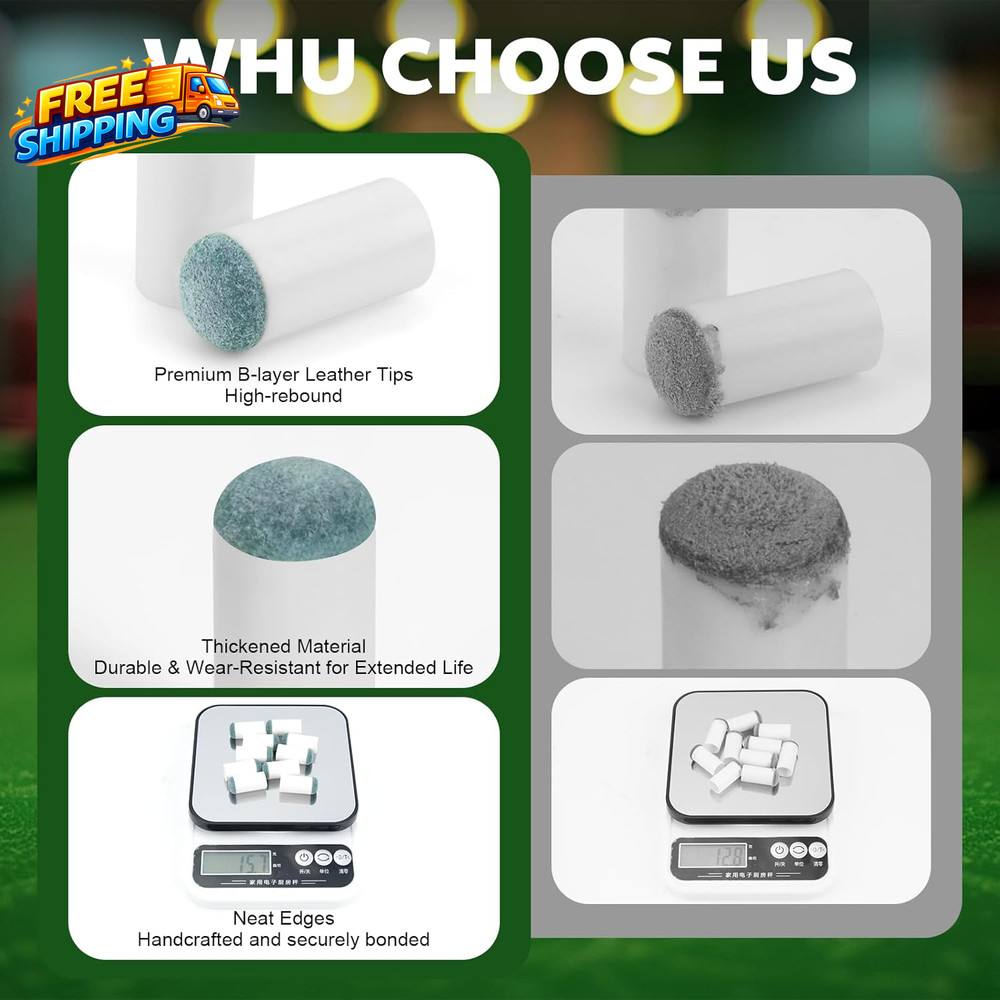 40Pcs Slip on Pool Cue Tips Replacement Kit 4 Sizes Upgrade Pool Stick Tips