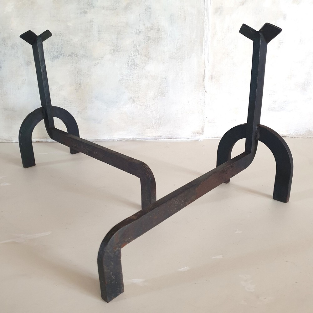 French Modernist Mid Century Andirons/Firedogs