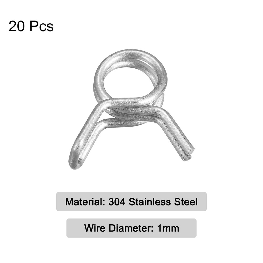 20Pcs 5.5mm Spring Clips Spring Hose Clamp DIY Double Wire