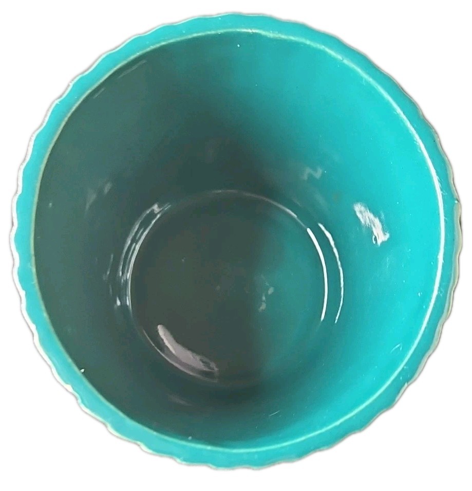 3 ⅜" Royal Copley Dark Green Ribbed Planter