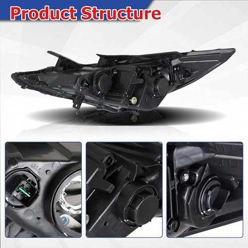 Driver Side and Passenger Side Headlights Assembly Halogen Replacement for