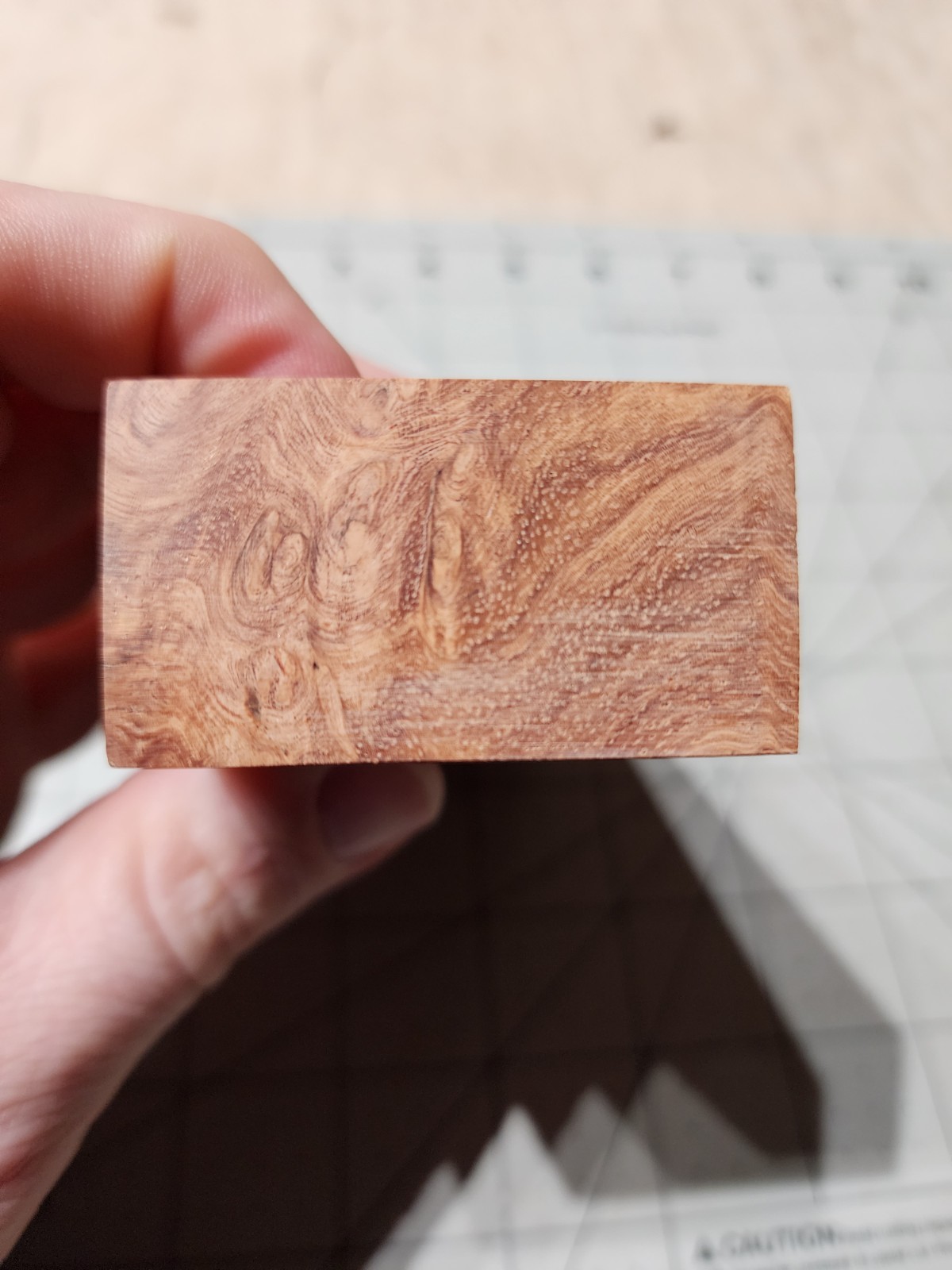 Stabilized Afzelia Burl Knife Blank Block, 5 X 2 X 1"