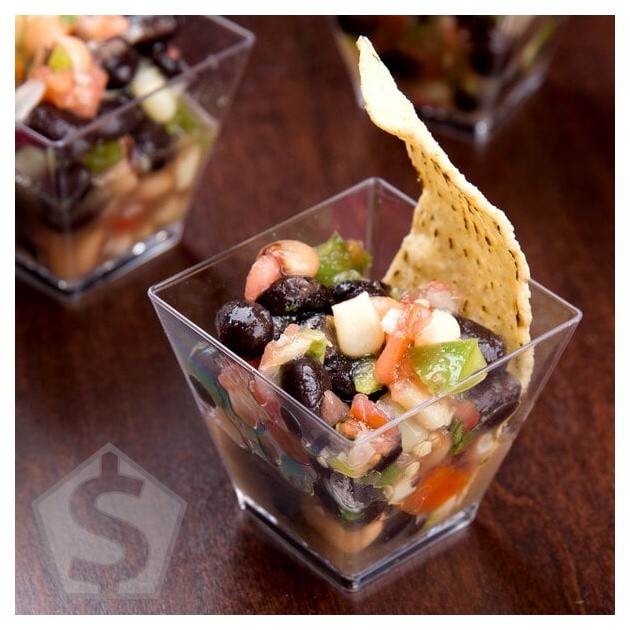 Fineline Tiny Temptations 6411-CL 2 oz. Tiny Barware Clear Plastic Cube Bowl -