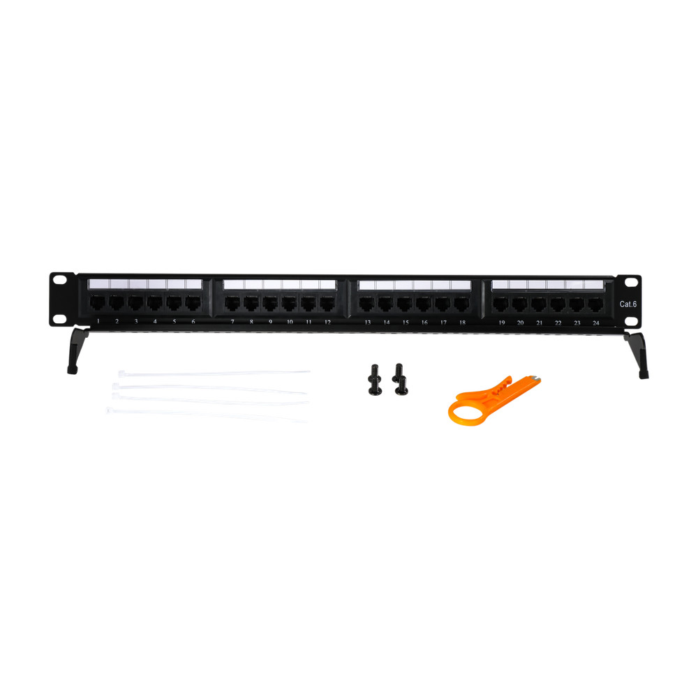 Cat6 24 Port Patch Panel Rack Mount - W/wire Management