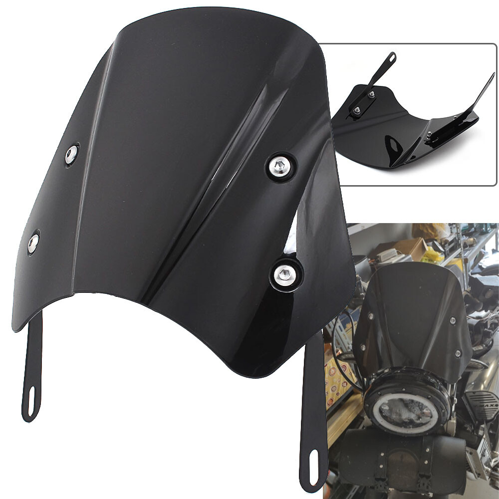 5"-7" Motorcycle Black Universal Headlight Fairing Windshield Windscreen Shield