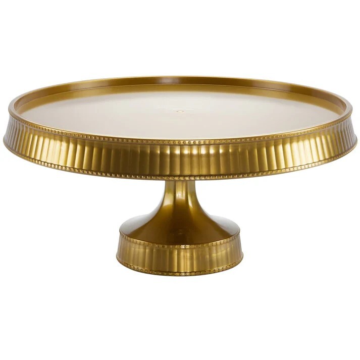 Gold Round Dessert Plastic Cake Stand Display 10.5" Tableware Party Supplies