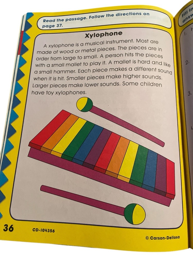 Carson Delosa Reading Comprehension practice, workbook for first graders