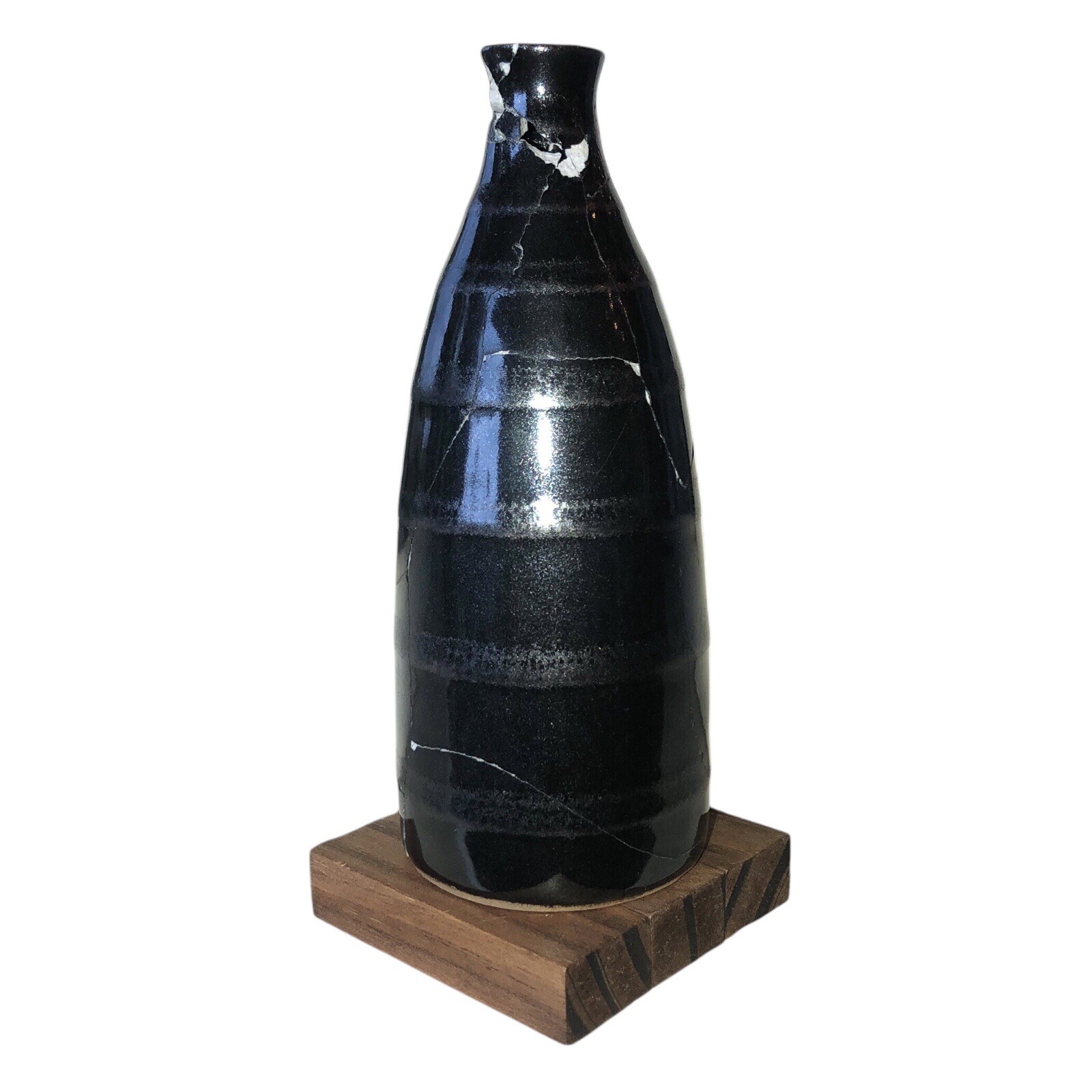 Kintsugi Vase Striped Black Pottery Gold Crack Art Personal Growth Gift