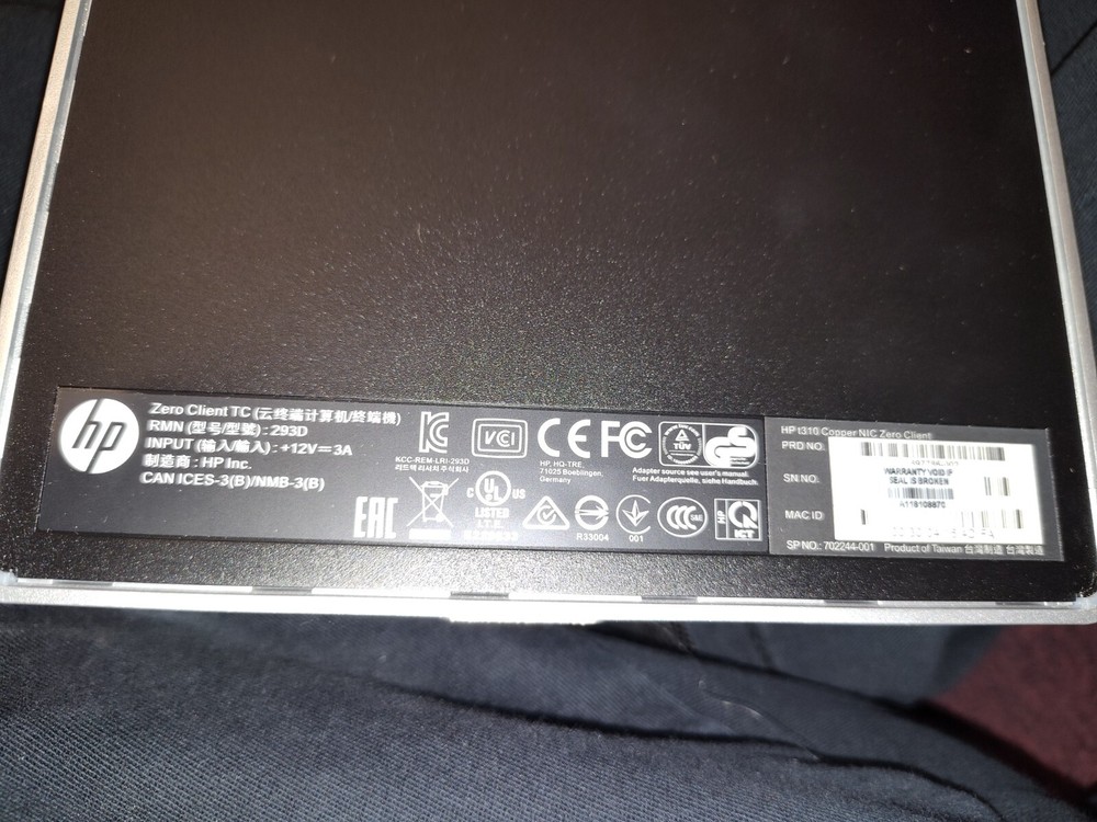 HP Thin Client T310 Copper NIC Zero 293D 697786-002 C3G78AA