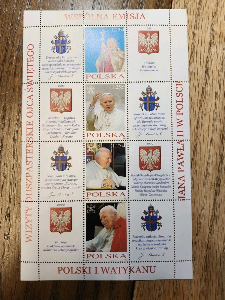 Vatican St John Paul II Stamp Sheets.