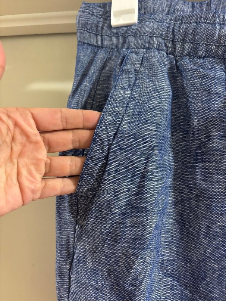 Old Navy Linen Blend Pants Womens Medium Blue Pull On Casual