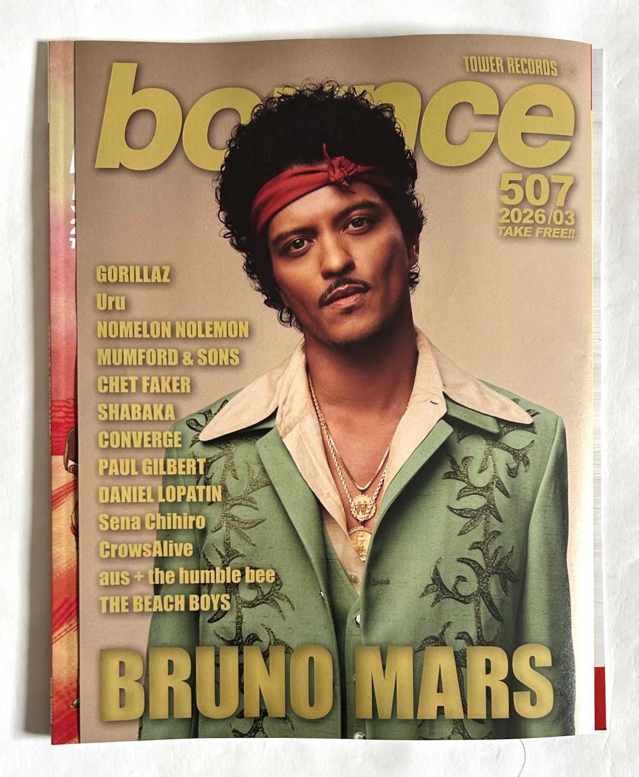 GORILLAZ BRUNO MARS JAPAN bounce MAGAZINE 03/2026 MUMFORD & SONS CHET FAKER Z23