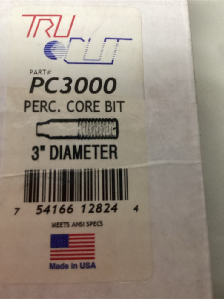 Tru-Cut Perc. Core Bit 3" Diameter PC3000 retail $348 NEW