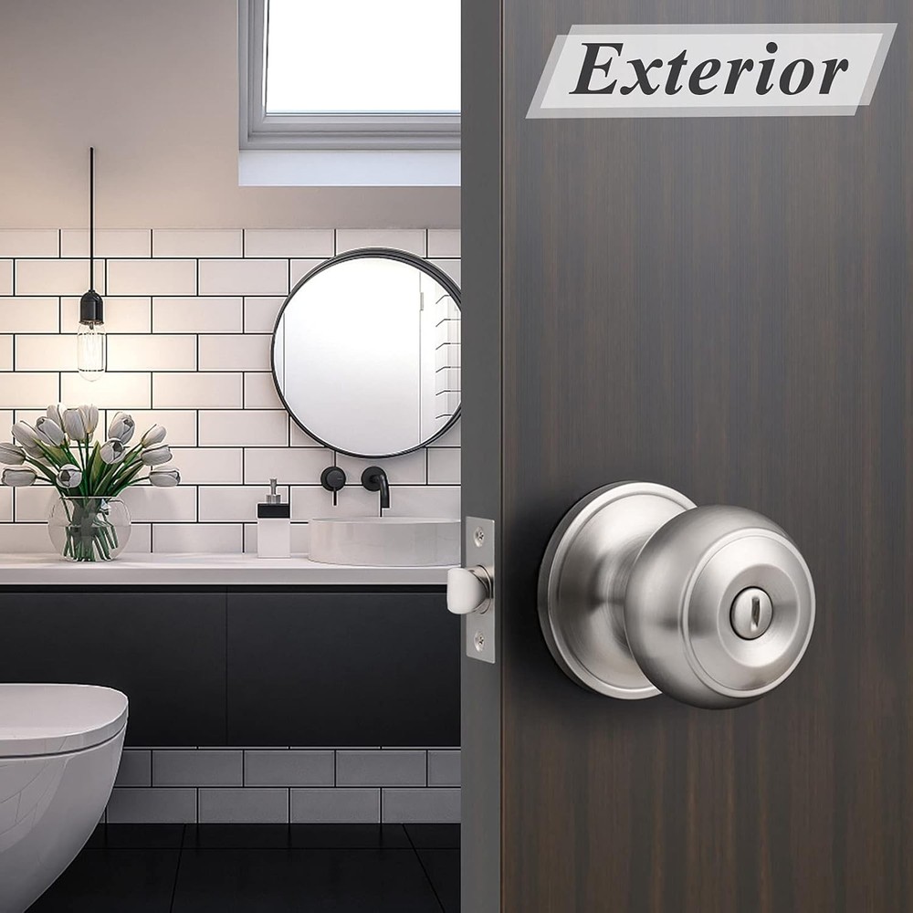 Probrico Privacy Door Knobs Brushed Nickel Finish, 1 Pack,