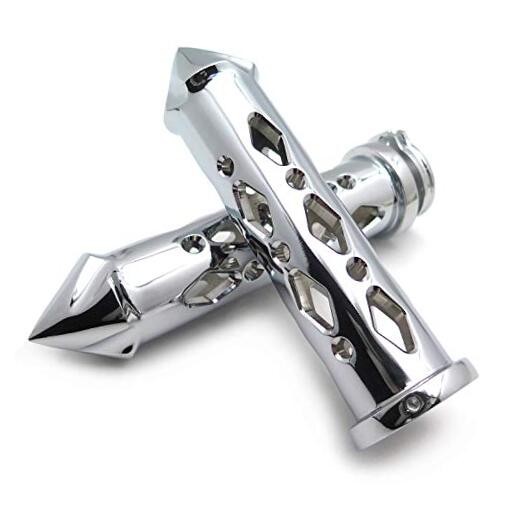 TRHB121-22- Chromed Hollowed-out Spike Grip 7/8" Bars CNC Compatible with