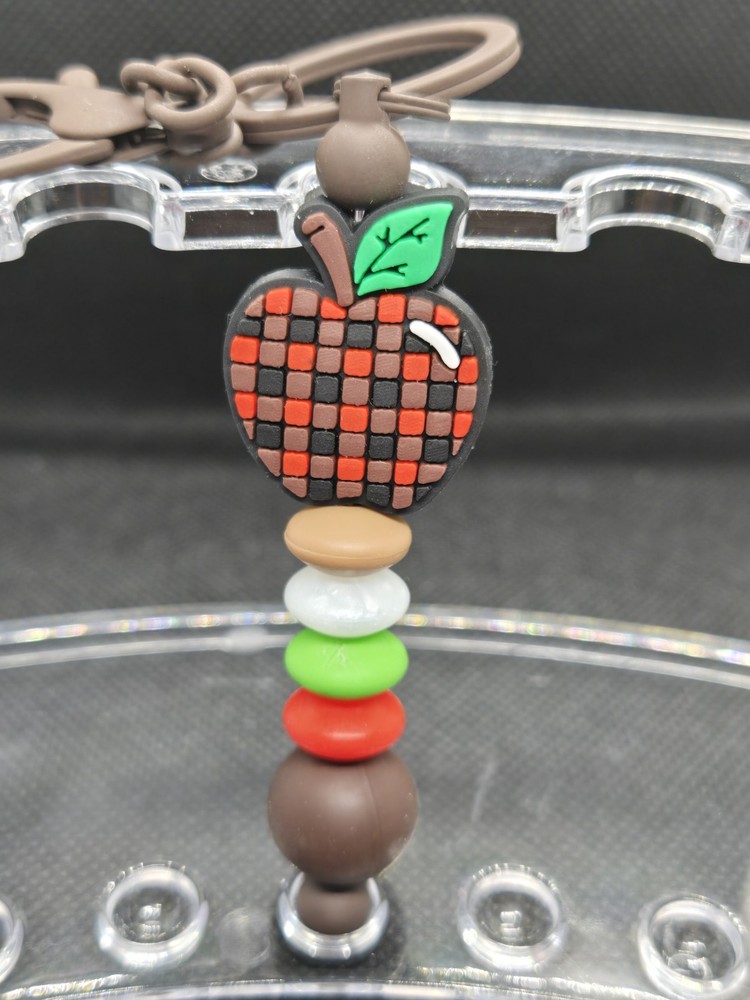 Handcrafted Apple. Apple Silicone Bead Key Chain