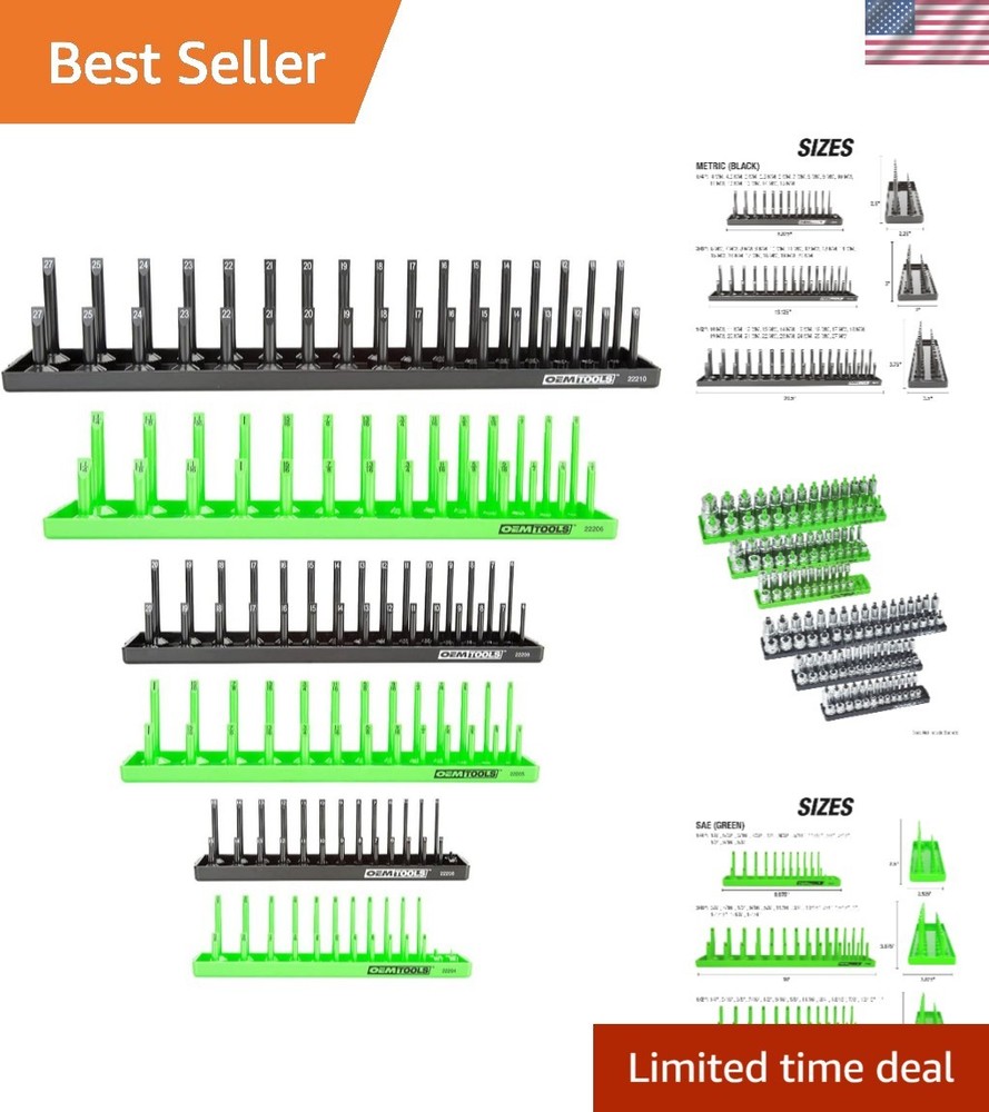 Durable 6PC Socket Organizer for Toolbox - Stable Base & Quick Size Finding