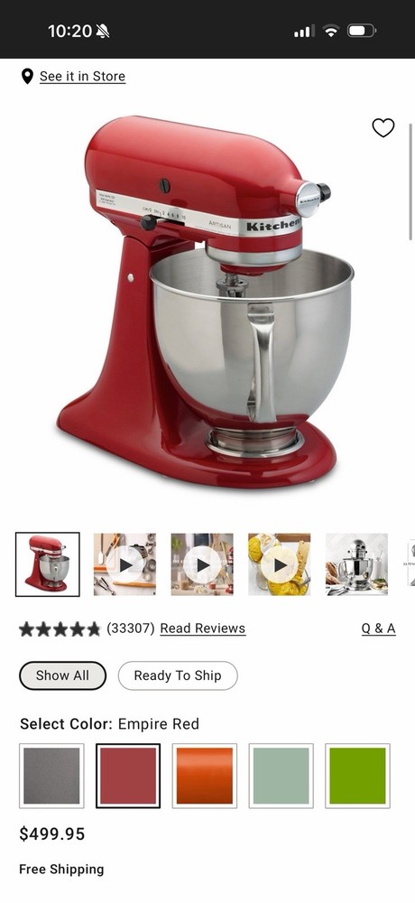 KitchenAid Artisan Stand Mixer 5qt