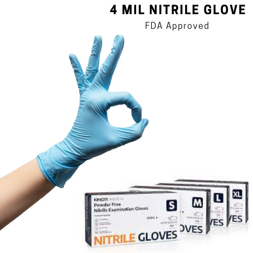 Kingfa Blue Nitrile Gloves 4 Mil