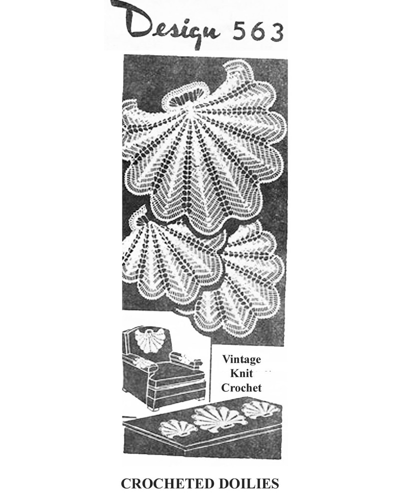 Vtg Crochet Shell Shaped Doilies Pattern, 3 sizes, MaiL Order Design 563 LW