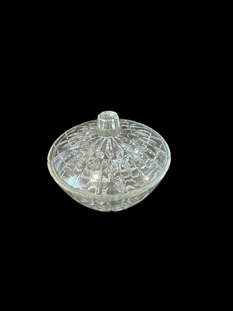 Classic Clear Press Glass Candy Dish w Lid Unknown Maker