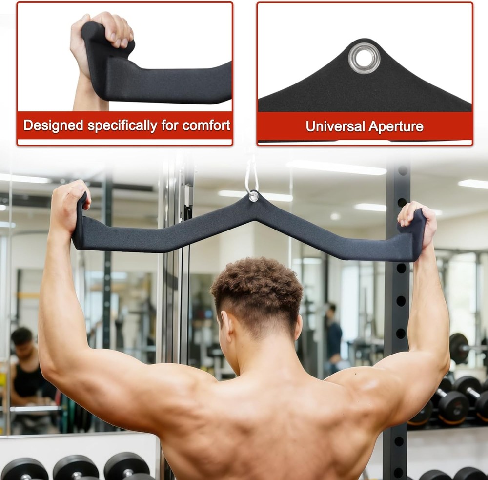 LAT Pulldown Attachments 5 Pieces Cable Machine Rowing Bar Set Back Bicep Curl