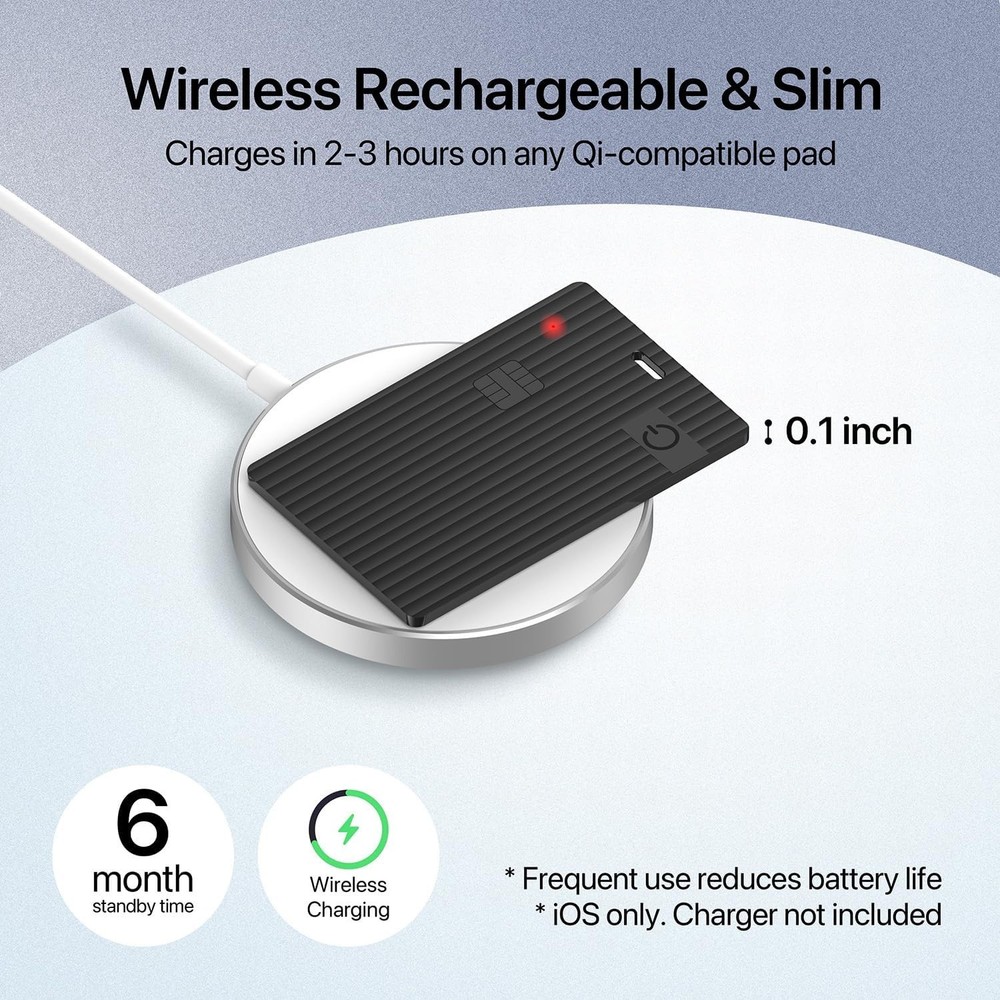 Slim Air Tag Tracker Card, Wireless Charging work w iPhone[Apple MFi Certified]