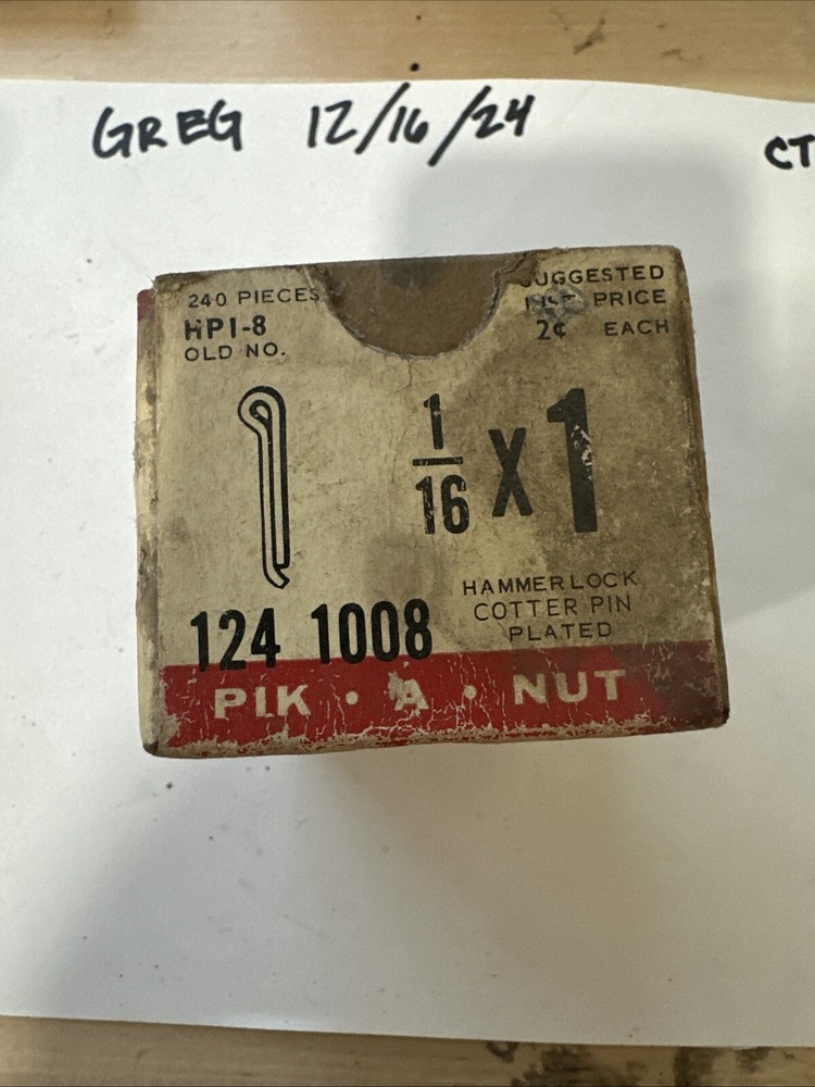 Vintage Pik-a-Nut Hardware 1/16 x1. HPI-8
